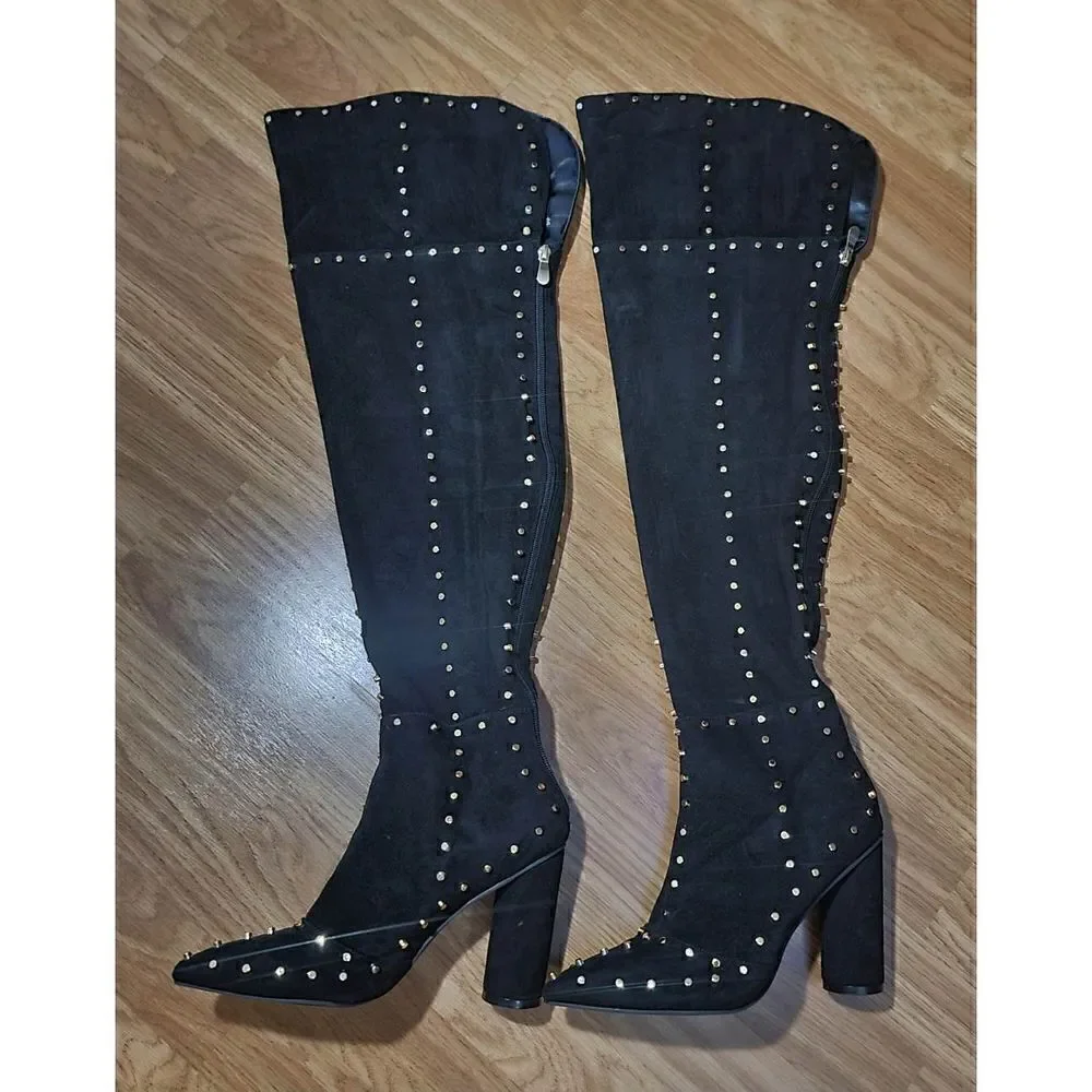 Venus Studded Alert Knee High Boots 9